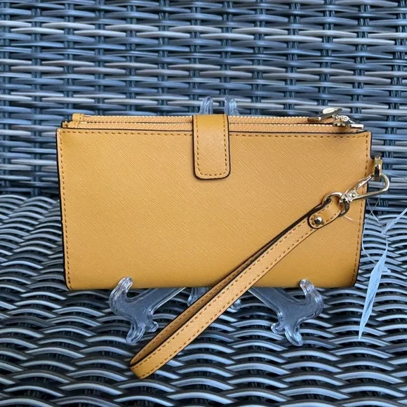 Michael Kors Jet Set Travel Marigold Double Zip Wristlet Leather